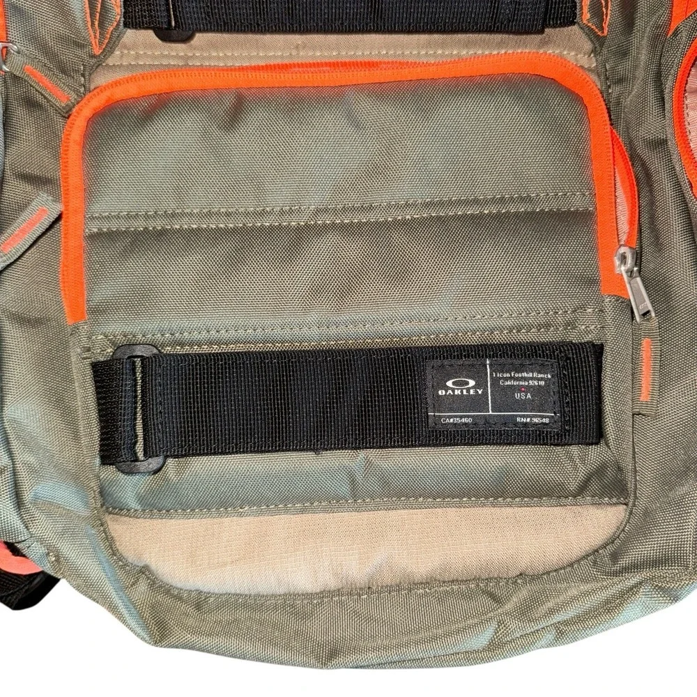Oakley‎ Icon Utility Backpack Gray Orange Camo Y2K Tactical Skate Laptop Bag